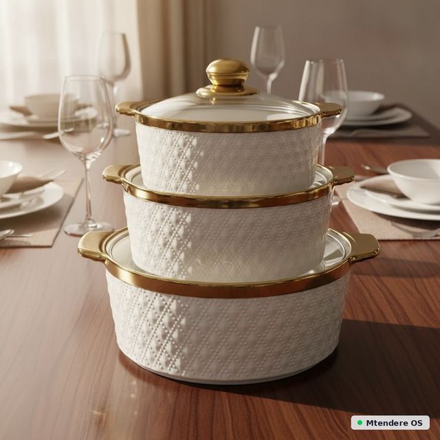 Elegant Gold Trim Ceramic Casseroles