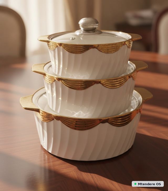Elegant Gold Trim Serving Set