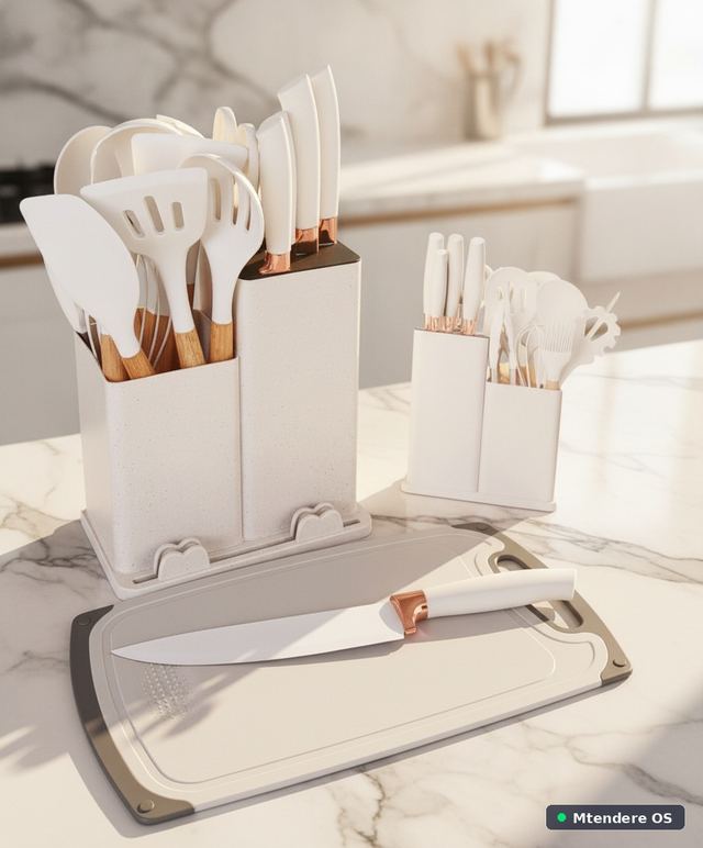 Elegant White & Rose Gold Kitchen Set