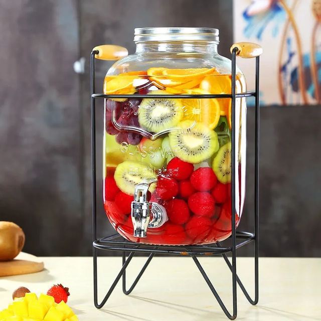 Glass Drink Dispenser With Stand - Smooth