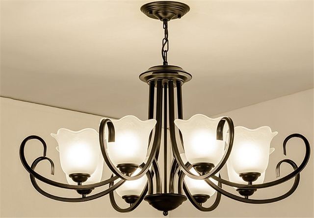 Glass Iron Pendant Chandelier