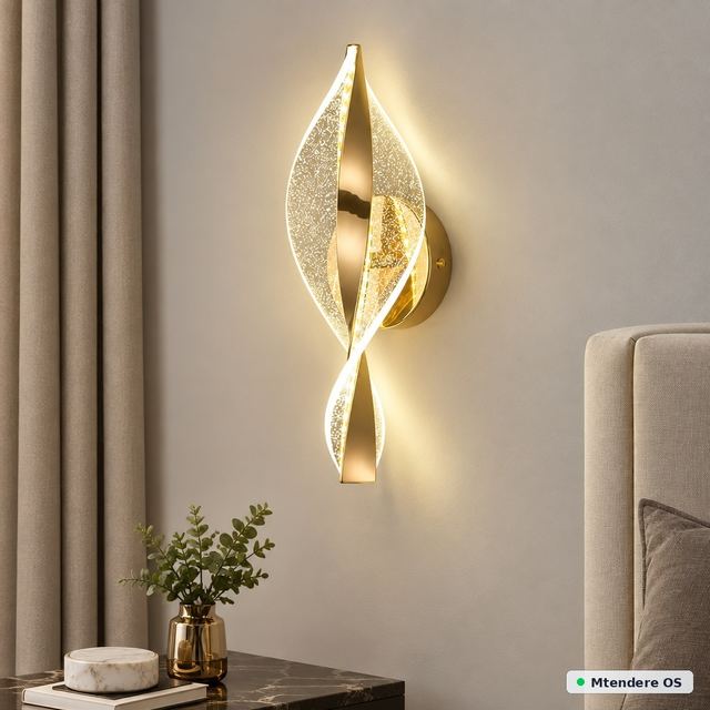 Gold-Tone Sculptural Wall Light