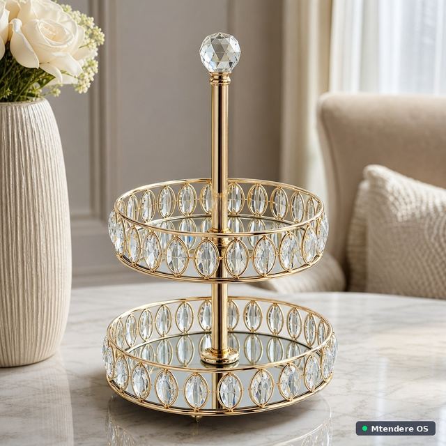 Gold-Tone Two-Tier Display Stand
