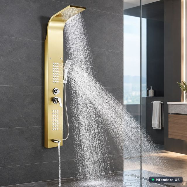 Gold Wall-Mounted Shower Panel