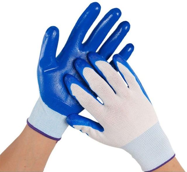 Heavy-Duty Blue Nitrile Coated Work Gloves