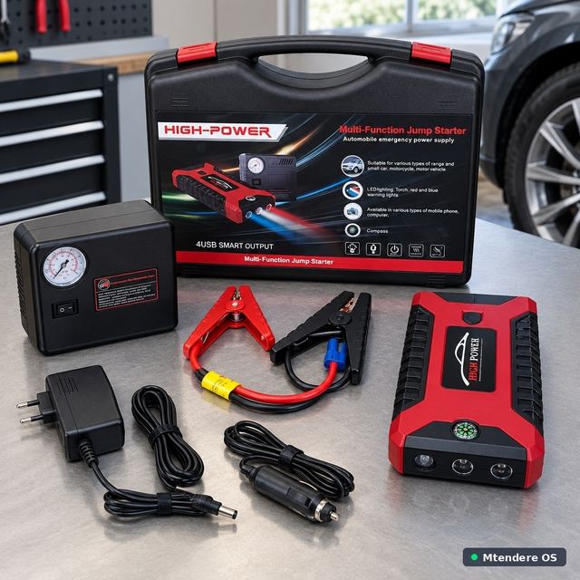 High-Power Jump Starter and Air Compressor Kit