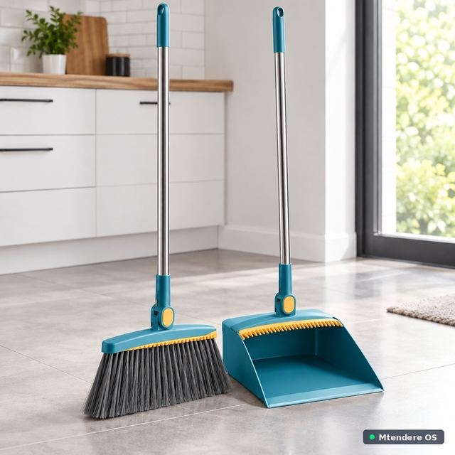 Long-Handle Broom and Dustpan Set
