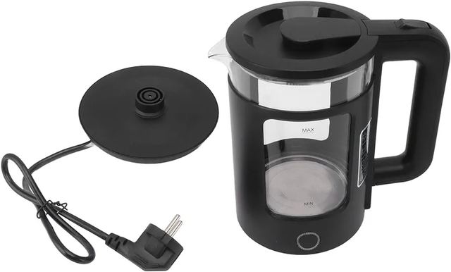 Orvica Pyrex Glass Electric Kettle - Black