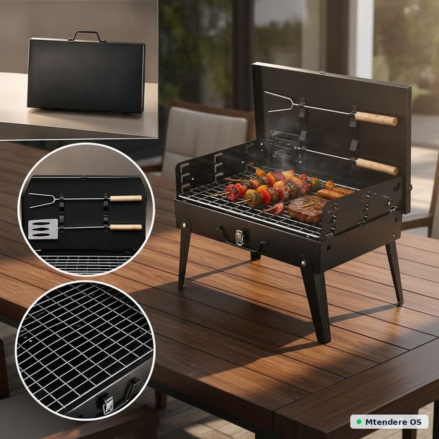 Portable Briefcase Charcoal BBQ Grill