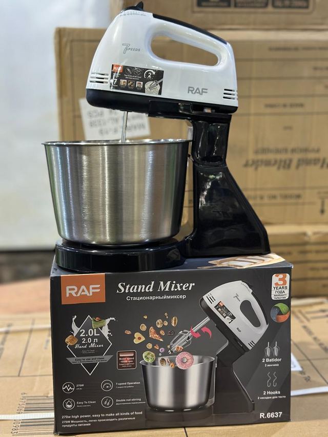 RAF Hand Mixer With Stand & Bowl - White