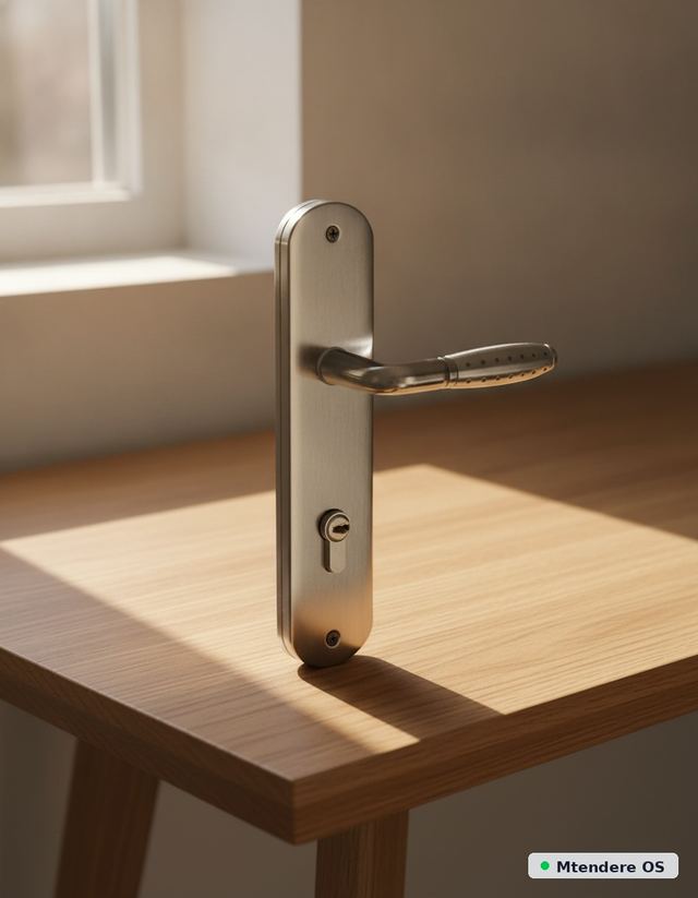 Sleek Brushed Metal Door Lock Set