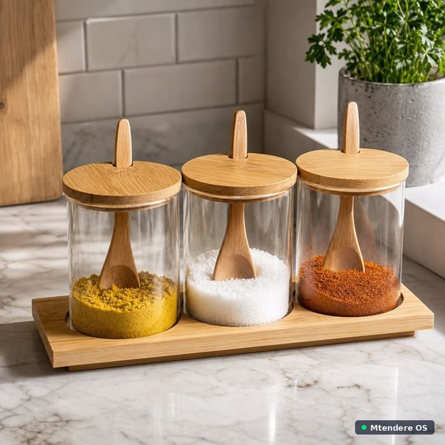 Three-Jar Bamboo Spice Set
