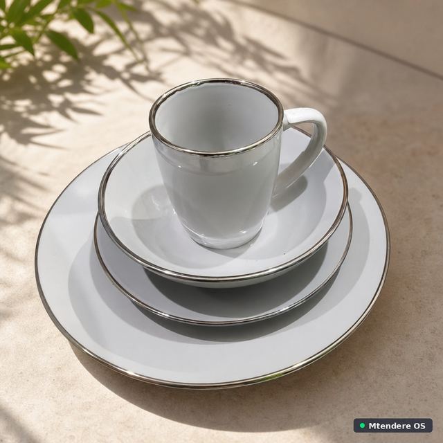 White Gold-Rim Dinner Set