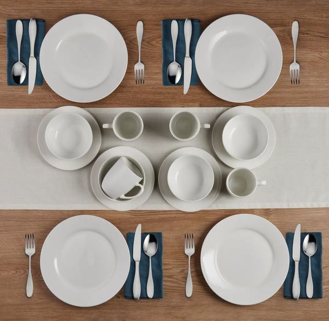 White Porcelain Dinner Set - Four Place
