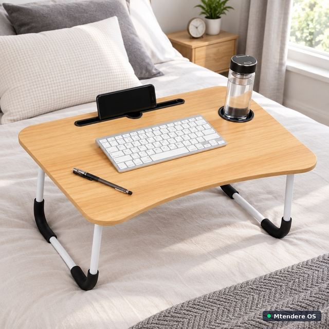 Wood-Look Lap Desk with Cup Holder